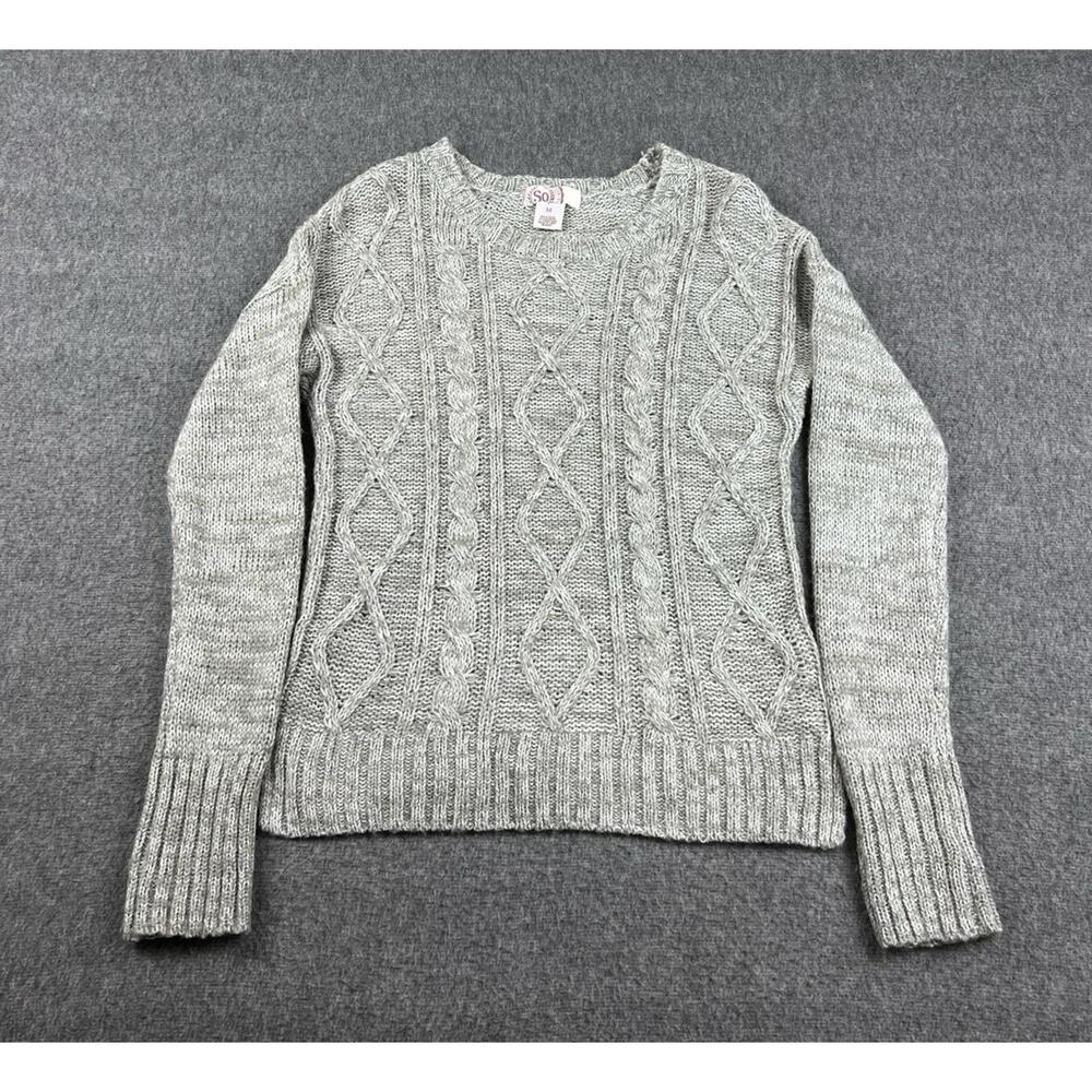 Cozy SO Cable Knit Sweater Size Medium Gray